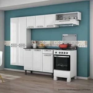 Balcão de Cozinha Itatiaia Aço 3 Portas 1 Gaveta Com Tampo de 105 CM Modelo Rose Branco Neve - Imagem 11