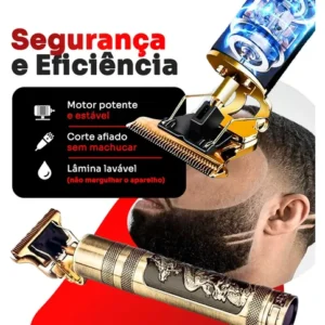 Maquina Maquininha De Barbear Cortar Cabelo Acabamento Dourada Potente Marca Kamufla - Imagem 3