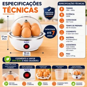 Cozedor De Ovos Elétrico Portátil Automático Panela Elétrica Prática Rápida Máquina De Cozinhar Até 7 Ovos E Legumes Á Vapor Utensílio De Cozinha Fácil Limpeza Econômico Cor Azul Marca Navi - Imagem 6
