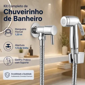 Ducha Higiênica Chuveirinho de Banheiro 1.20m Bidê Forte Lar 1/4 Volta - Imagem 3