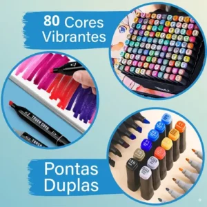 Kit Canetinhas 80 Cores Bobbie Goods Ponta Dupla Colorir - Imagem 3