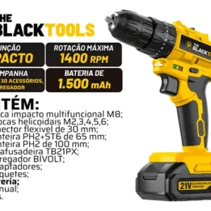 Parafusadeira Furadeira De Impacto Sem Fio 21v Com 46 Peças - Imagem 3