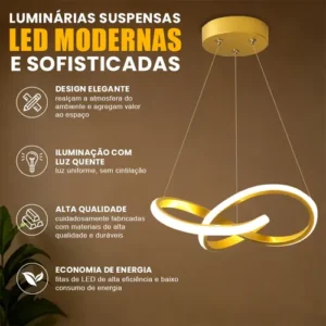 Lustre Para Sala,luminaria Teto Pendente Moderno Led Quarto - Imagem 3