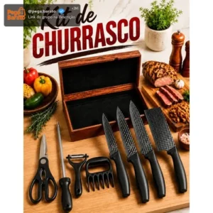 Kit Facas Churrasco 8 Peças Aço Inox Afiadas Completo - Imagem 1