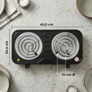 Fogão Cooktop 2 Bocas Elétrico Fogareiro 2000w Casauno Preto 127v - Imagem 4