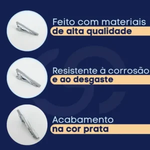 Kit 3 Prendedores De Gravata Trabalhado Luxo Social Aço Inox - Imagem 6