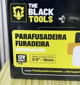 Parafusadeira Furadeira 3/8 A Bateria Tb12a The Black Tools Jogo Brocas E Buchas 300 Peças - Imagem 12