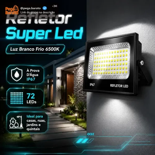 Kit 4 Holofote Refletor Super Led 300w Luminária Cor Da Luz Branco Frio 6500k Ip67 Bovolt Preto
