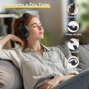 Headset Qcy H3 Lite Anc Bluetooth 5.3 Multiponto 60h Cor Preto - Imagem 6