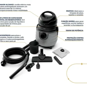 Aspirador de pó britânia bas87 20l 1500w Preto - Imagem 7