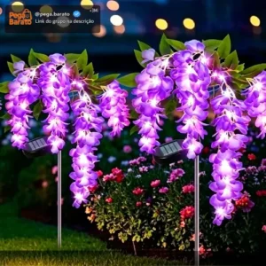 Kit 2 Luz Solar Led Toque Real Cerejeira Artificial Jardim - Imagem 1