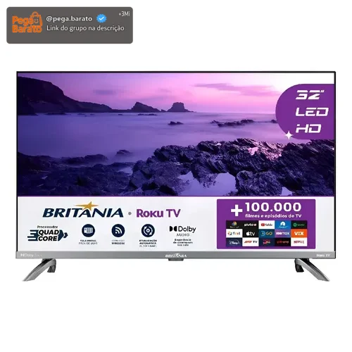 Smart Tv 32 Britânia Led Roku Tv Dolby Audio Hd B32cra