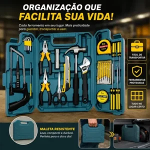 Kit Maleta Jogo Ferramentas 27 Peças Residencial Completa Conserto Oficina Manutenção Chave Inglesa, Estilete, Chaves Allen, Fenda E Phillips, Lanterna, Martelo, Serra, Tesoura, Trena, Fita Isolante - Imagem 7