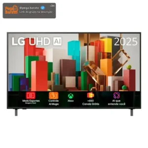 Smart TV Profissional 4K 43" LG UHD 43AU801 Processador α7 AI Ger8 Super Upscaling Google Cast Alexa Integrado Controle AI Smart Magic WebOS 25 - Imagem 1