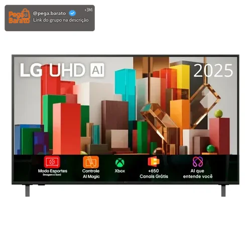 Smart TV Profissional 4K 43" LG UHD 43AU801 Processador α7 AI Ger8 Super Upscaling Google Cast Alexa Integrado Controle AI Smart Magic WebOS 25