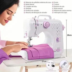 Máquina De Costura Elétrica Multifuncional Portátil 12 Modos - Imagem 7