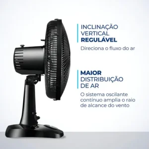 Ventilador De Mesa ou Parede Ultra Mondial 50w V-30-6p-b Material Das Pás Plástico Quantidade De Pás 6 Cor Preto - Imagem 7