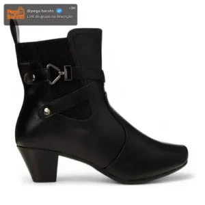 Bota Chelsea Feminina 73241 Com Cano Curto Preto Mooncity - Imagem 1