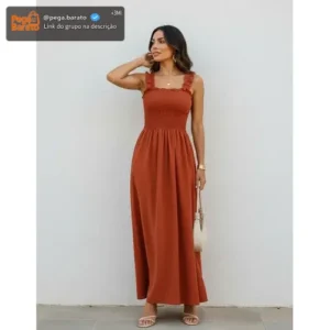 Vestido Longo Feminino Casual Moda Evangelica Duna Elegante - Imagem 1