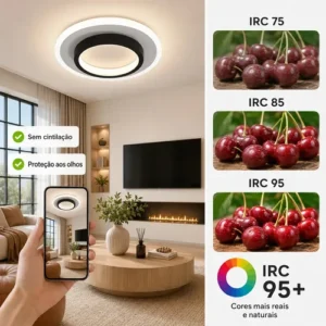 Luminária De Teto Sobrepor Plafon LED Pendente Redonda Luz Moderna - Luz Branco Frio, Quente e Neutro - Imagem 3