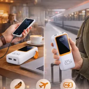 Power Bank 30000mah Branco Turbo 22,5w Carregamento Rápido Usb Tipo C Lightniing Alta Capacidade Portátil Compatível Com Celular Smartphone Tablet iPad Segurança Inteligente - Imagem 2