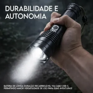 Lanterna Tática T9 Mais Forte Do Mundo LED CREE Recarregável USB Zoom Ajustável 5 Modos IPX4 Alumínio Luz Branca Camping Pesca Emergência Alcance Longo Foco Regulável Pro Power - Imagem 5