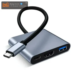 Adaptador Conversor Usb 3.0 Tipo C Para Hdmi 4k 3 Em 1 - Imagem 1