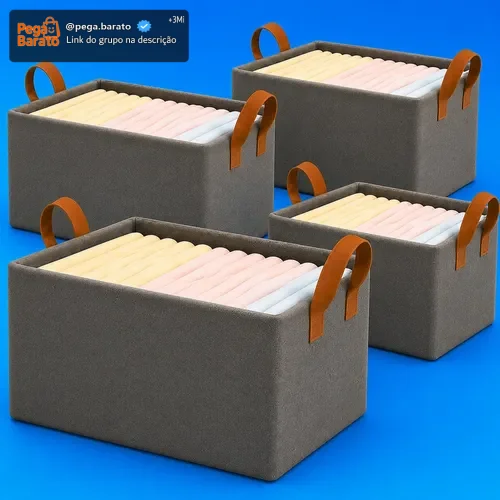 Kit 4 Cesto Organizador Dobrável Multiuso Caixa Organizadora