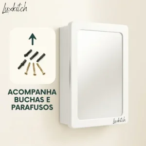 Armário Parede Banheiro Com Espelho Armarinho Compartimento Luxkitch - Imagem 6
