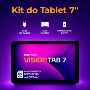 Tablet Positivo Vision TAB 7 - Processador Octa-Core 3GB RAM 64GB Armazenamento Tela 7” IPS Bateria 3100mAh, Android 14 Go, Wi-fi - Preto - Imagem 4