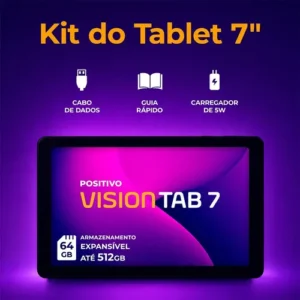 Tablet Positivo Vision TAB 7 - Processador Octa-Core 3GB RAM 64GB Armazenamento Tela 7” IPS Bateria 3100mAh, Android 14 Go, Wi-fi - Preto - Imagem 4
