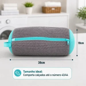 Kit 2 Sacos Para Lavar Tênis E Sapatos Em Máquina De Lavar – Saco Telado Anti-Impacto Com Fechamento Em Zíper - Imagem 4