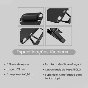 Cadeira Espreguiçadeira Reclinável Piscina Dobrável Preto Revomax - Imagem 8