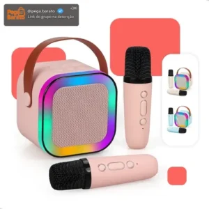 Caixinha Som Karaokê 2 Microfones Caixa Bluetooth Infantil - Imagem 1