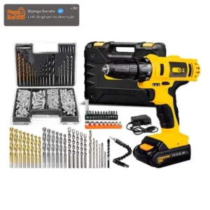 Parafusadeira Furadeira De Impacto 21v Pb6500k Oz Com Kit Brocas E Buchas 300 Peças The Black Tools - Imagem 1