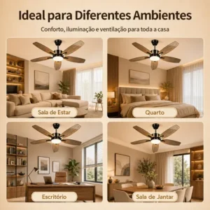 Lynkalat Ventilador Teto Madeira 42 Led Silencioso Ctrl - Imagem 6