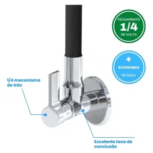 Torneira De Cozinha Gourmet Parede Flexível Preta 1/4 Volta - Imagem 6
