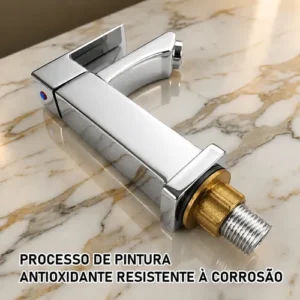 Torneira Banheiro Monocomando Luxo De Metal Quadrada Premium - Imagem 6