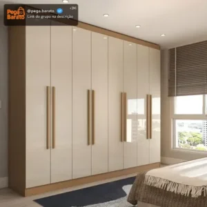 Guarda-roupa Casal Ela E Ele 8 Portas 8 Prateleiras Cor Bege - Imagem 1