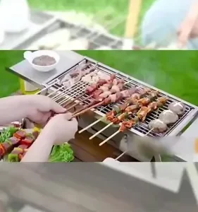Churrasqueira Portátil Inox Dobrável ASSISTOOL Aço Inoxidável Carvão Pequena - Imagem 2