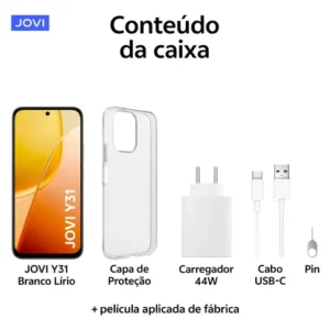Smartphone Jovi Y31 256gb 8+8gb Ram Câmera 50mp Bateria 7200mah - Branco Lírio - Imagem 11