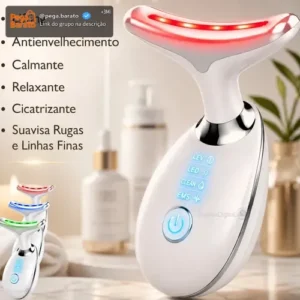Massageador Facial e Pescoço com LED, Vibração e Fototerapia para Rejuvenescer - Imagem 1