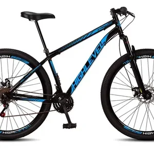 Bicicleta Aro 29 Highlevel Aço Carbono Freios Disco Suspensão 21v Cor Preto-azul - Imagem 3