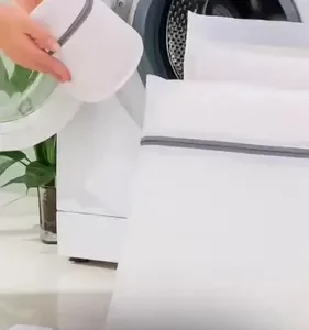 Kit 5 Sacos Para Máquina De Lavar Roupa Rede Protetora Para Lavar Roupas Delicadas Lingerie Meias Tênis E Roupas Íntimas Saco Protetor Lavanderia Com Zíper Resistente - Nany Pink - Imagem 2