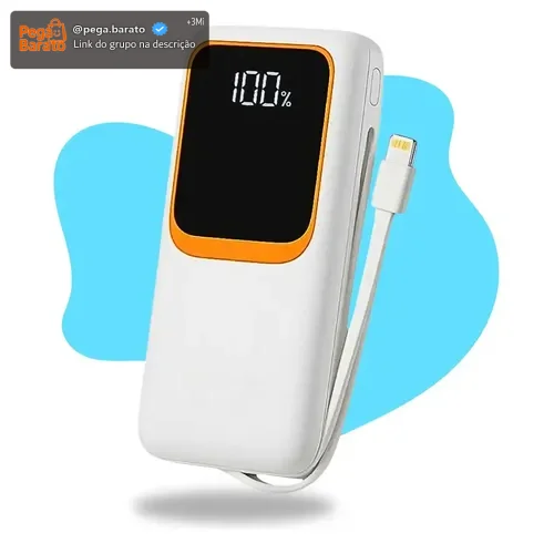 Carregador Portátil 20000 Turbo 22.5w Power Bank Premium Universal Rápido Voo Transporte Aéreo Para Samsung iPhone Xiaomi Motorola Celular Smartwatch Tablet Casenn Branco