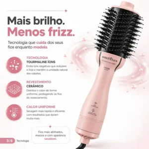 Escova Secadora alisadora e modeladora Britânia BEC07R 4 Em 1 1300W Rosa - Imagem 7