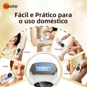 Depilador A Laser De Depilador Luz Pulsada IPL Profissional 9 Níveis De Ajuste, Sensacao Gelo Indolor Depilacao Definitiva, Unissex Para Bivolt Depilacao Laser Dep Portatil, Para Corpo Todo Basike - Imagem 7