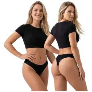 Kit 10 Calcinhas Canelada Tanga Feminina Básica Confortável - Imagem 4