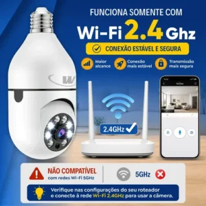 Câmera de Segurança IP Wi-Fi Lâmpada E27 HW 360° Full HD com Visão Noturna e Áudio - HW - Imagem 8