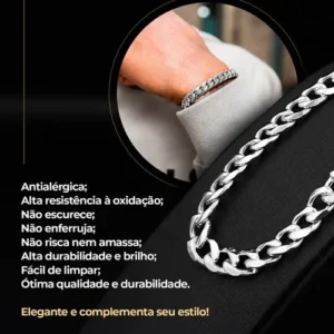 Kit Relógio Masculino Prova Dagua Original Prata + Corrente - Imagem 5